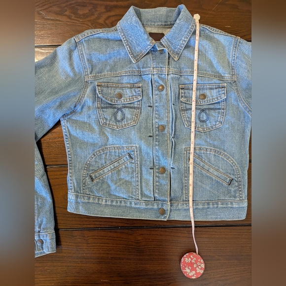 Hand-painted Howls Moving Castle Romantic Scene Lucky Brand Denim Jacket sz M - Picture 7 of 12